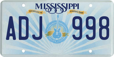 MS license plate ADJ998