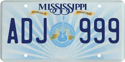 MS license plate ADJ999
