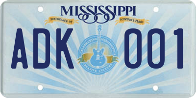 MS license plate ADK001