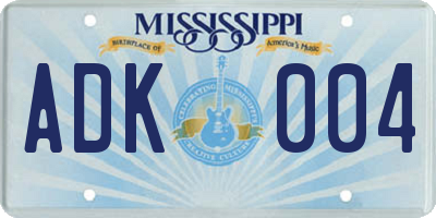 MS license plate ADK004