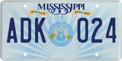 MS license plate ADK024