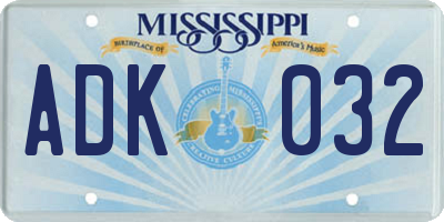 MS license plate ADK032