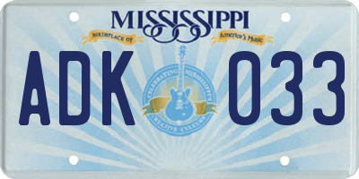 MS license plate ADK033