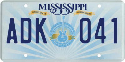 MS license plate ADK041