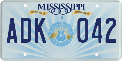MS license plate ADK042