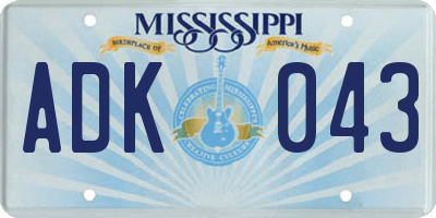 MS license plate ADK043