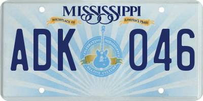 MS license plate ADK046