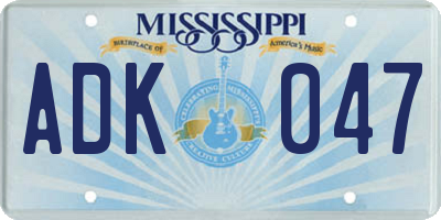 MS license plate ADK047