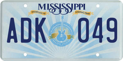 MS license plate ADK049