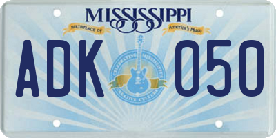 MS license plate ADK050