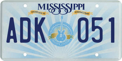 MS license plate ADK051
