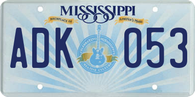 MS license plate ADK053