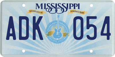 MS license plate ADK054