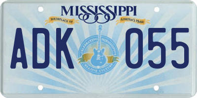 MS license plate ADK055