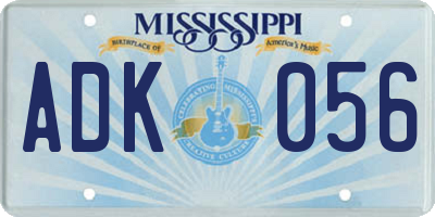 MS license plate ADK056