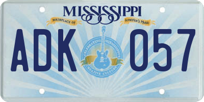 MS license plate ADK057