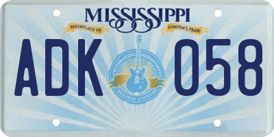 MS license plate ADK058
