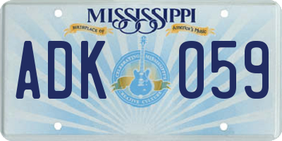 MS license plate ADK059