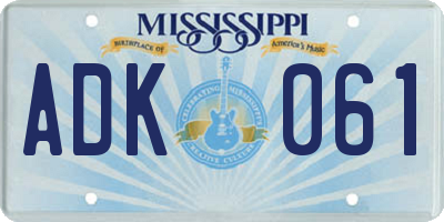 MS license plate ADK061