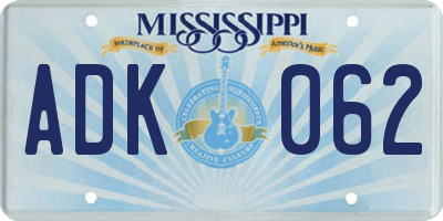 MS license plate ADK062