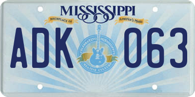 MS license plate ADK063
