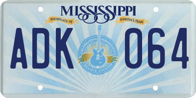 MS license plate ADK064