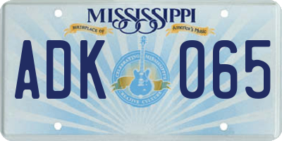 MS license plate ADK065