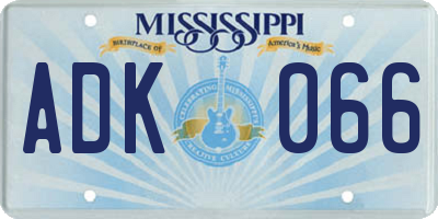 MS license plate ADK066