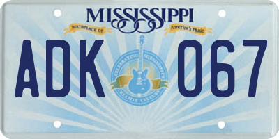 MS license plate ADK067