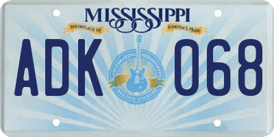 MS license plate ADK068