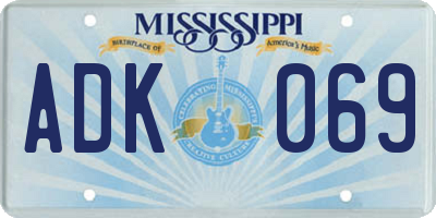 MS license plate ADK069