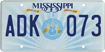 MS license plate ADK073