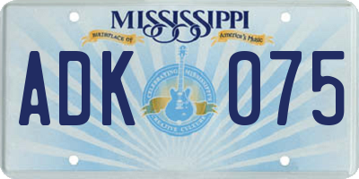 MS license plate ADK075