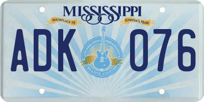 MS license plate ADK076