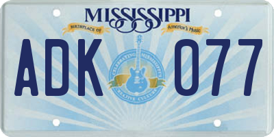 MS license plate ADK077