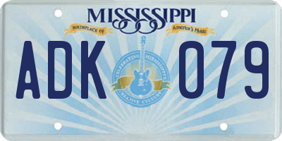 MS license plate ADK079
