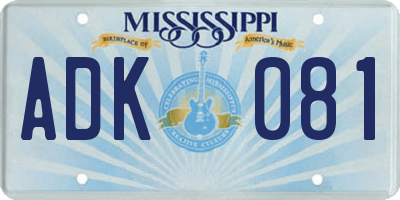 MS license plate ADK081