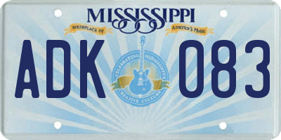 MS license plate ADK083