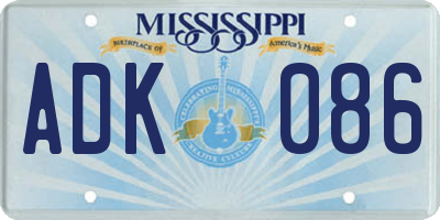 MS license plate ADK086