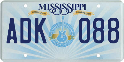 MS license plate ADK088