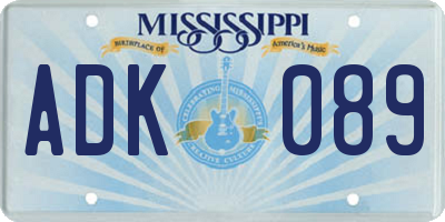 MS license plate ADK089