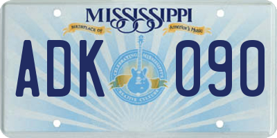 MS license plate ADK090