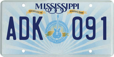 MS license plate ADK091