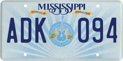 MS license plate ADK094