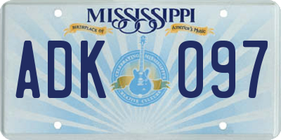 MS license plate ADK097