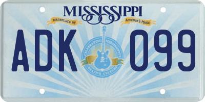MS license plate ADK099