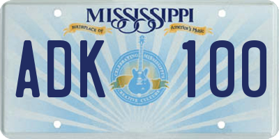 MS license plate ADK100