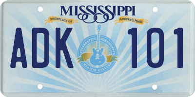 MS license plate ADK101