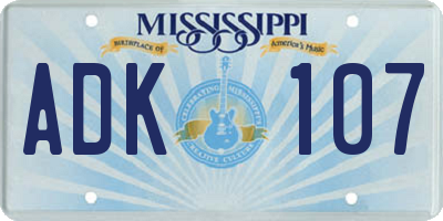 MS license plate ADK107