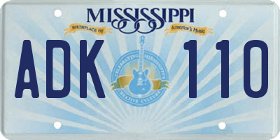 MS license plate ADK110